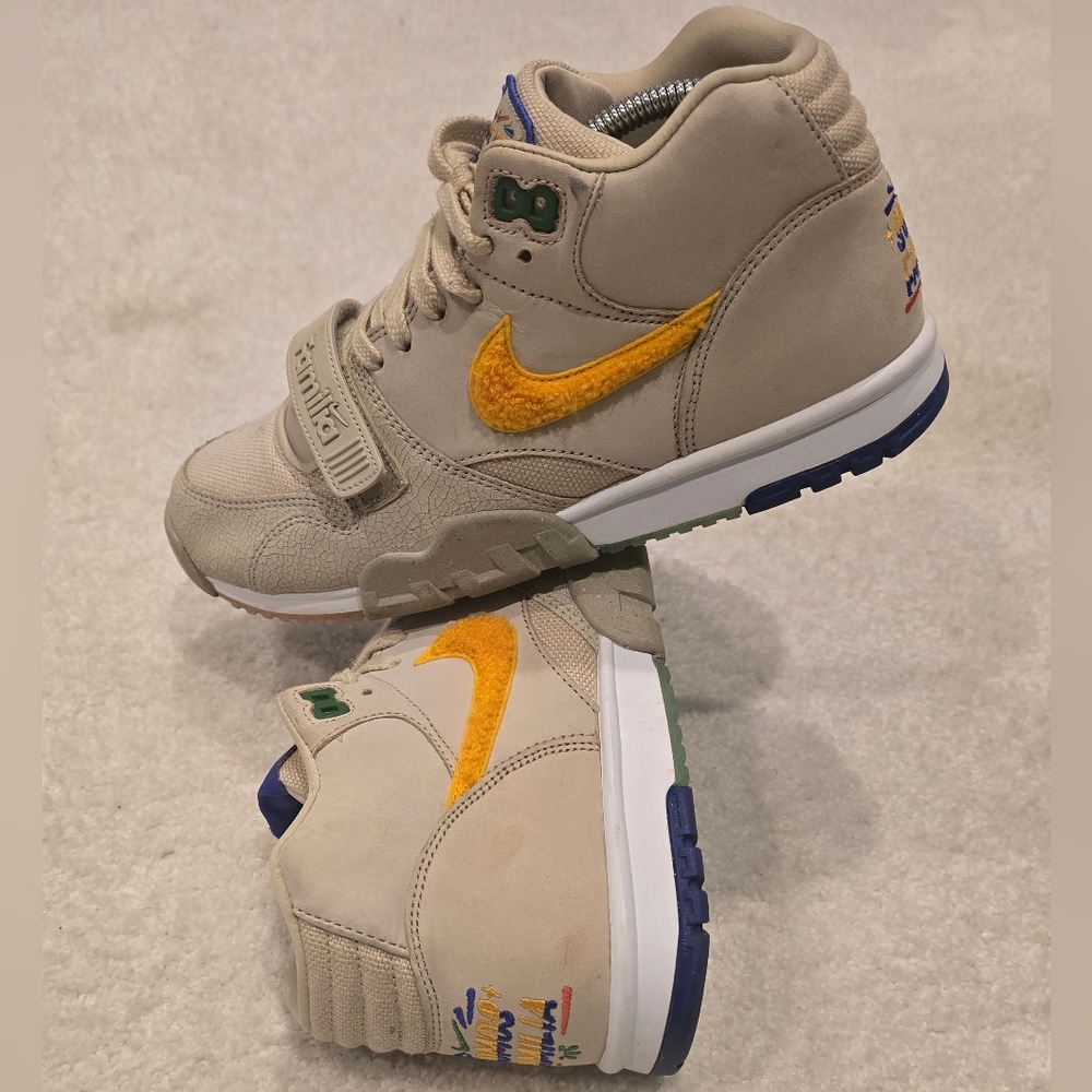 Nike Beige and Yellow High-Top Sneakers